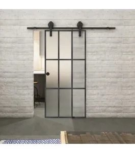 Glasschiebetür BARN-LINE Loft Schwarzeisen Genietet 11 Blickdicht