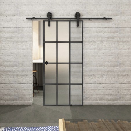 Glasschiebetür BARN-LINE Loft Schwarzeisen Genietet 10 Blickdicht