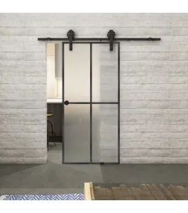 Glasschiebetür BARN-LINE Loft Schwarzeisen Genietet 08 Blickdicht