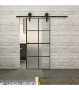 Glasschiebetür BARN-LINE Loft Schwarzeisen Genietet 06 Blickdicht