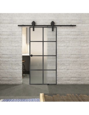 Glasschiebetür BARN-LINE Loft Schwarzeisen Genietet 06 Blickdicht