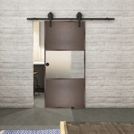 Glasschiebetür BARN-LINE Loft Rosteisen Genietet 27 Blickdicht