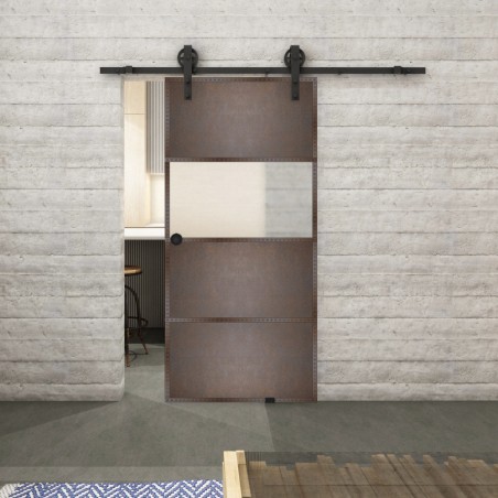 Glasschiebetür BARN-LINE Loft Rosteisen Genietet 26 Blickdicht