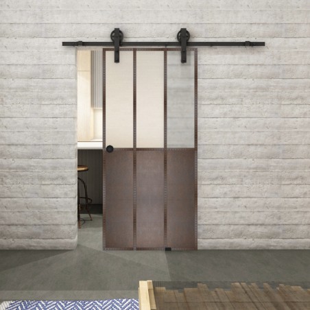 Glasschiebetür BARN-LINE Loft Rosteisen Genietet 24 Blickdicht