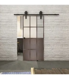 Glasschiebetür BARN-LINE Loft Rosteisen Genietet 22 Blickdicht