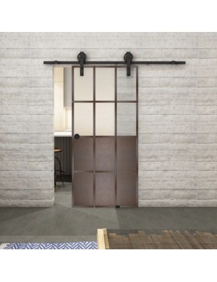 Glasschiebetür BARN-LINE Loft Rosteisen Genietet 22 Blickdicht