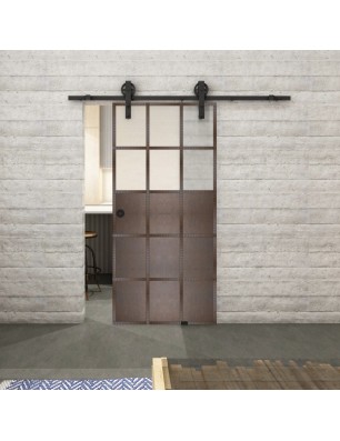 Glasschiebetür BARN-LINE Loft Rosteisen Genietet 21 Blickdicht