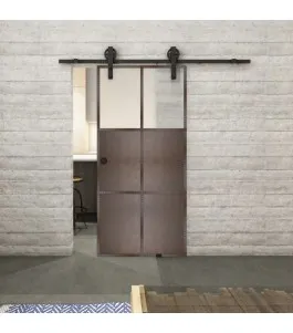 Glasschiebetür BARN-LINE Loft Rosteisen Genietet 19 Blickdicht