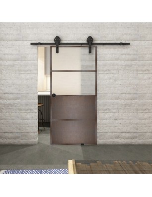 Glasschiebetür BARN-LINE Loft Rosteisen Genietet 14 Blickdicht