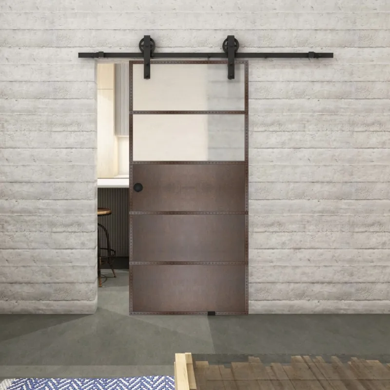 Glasschiebetür BARN-LINE Loft Rosteisen Genietet 13 Blickdicht