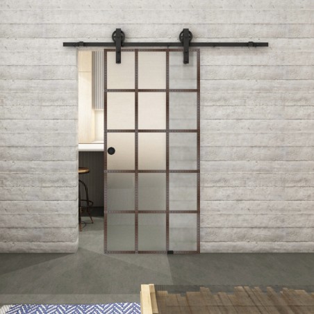 Glasschiebetür BARN-LINE Loft Rosteisen Genietet 09 Blickdicht