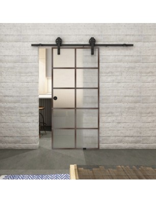 Glasschiebetür BARN-LINE Loft Rosteisen Genietet 05 Blickdicht
