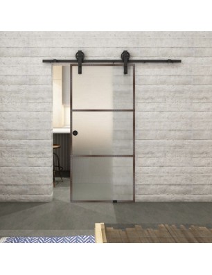 Glasschiebetür BARN-LINE Loft Rosteisen Genietet 03 Blickdicht