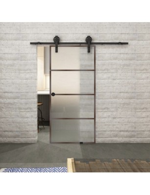 Glasschiebetür BARN-LINE Loft Rosteisen Genietet 02 Blickdicht