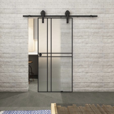 Glasschiebetür BARN-LINE Loft Schwarzlack 21 Blickdicht