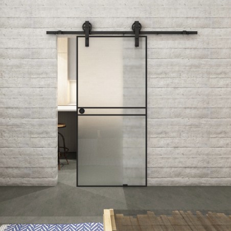 Glasschiebetür BARN-LINE Loft Schwarzlack 18 Blickdicht