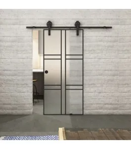 Glasschiebetür BARN-LINE Loft Schwarzlack 14 Blickdicht