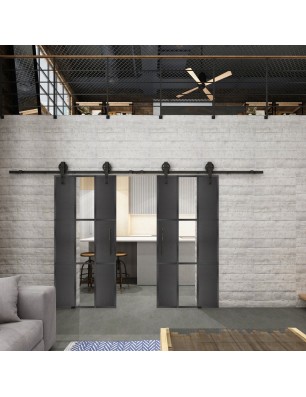 Glasschiebetür BARN-LINE Loft Schwarzeisen Genietet 36 Auf Klarglas
