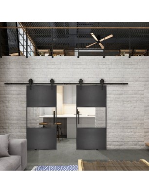 Glasschiebetür BARN-LINE Loft Schwarzeisen Genietet 27 Auf Klarglas