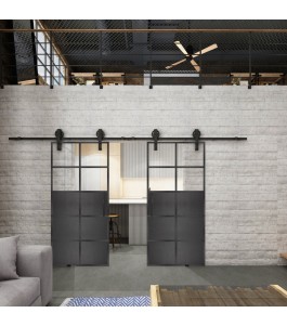 Glasschiebetür BARN-LINE Loft Schwarzeisen Genietet 17 Auf Klarglas