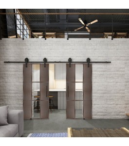 Glasschiebetür BARN-LINE Loft Rosteisen Genietet 36 Auf Klarglas