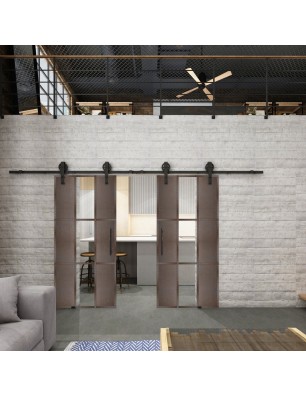 Glasschiebetür BARN-LINE Loft Rosteisen Genietet 36 Auf Klarglas