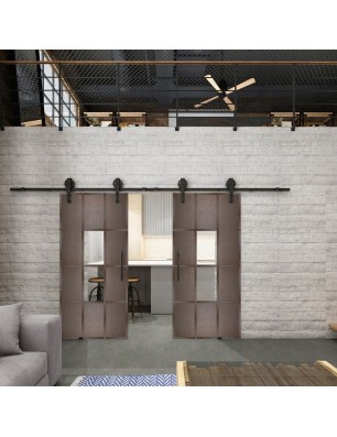Glasschiebetür BARN-LINE Loft Rosteisen Genietet 35 Auf Klarglas