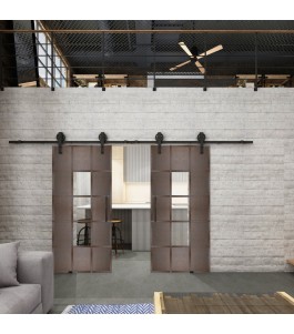 Glasschiebetür BARN-LINE Loft Rosteisen Genietet 34 Auf Klarglas