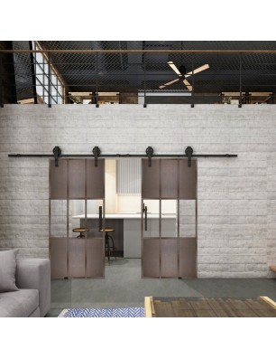 Glasschiebetür BARN-LINE Loft Rosteisen Genietet 33 Auf Klarglas