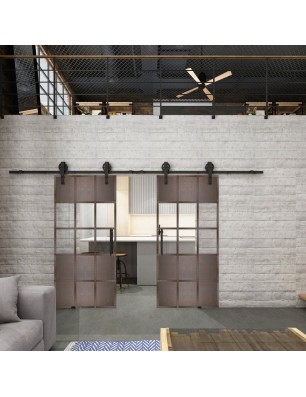 Glasschiebetür BARN-LINE Loft Rosteisen Genietet 31 Auf Klarglas