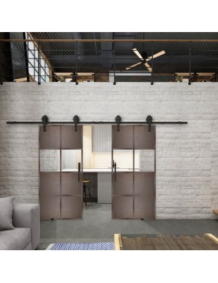 Glasschiebetür BARN-LINE Loft Rosteisen Genietet 29 Auf Klarglas