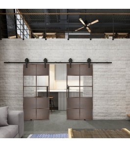 Glasschiebetür BARN-LINE Loft Rosteisen Genietet 28 Auf Klarglas