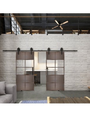 Glasschiebetür BARN-LINE Loft Rosteisen Genietet 28 Auf Klarglas