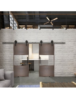Glasschiebetür BARN-LINE Loft Rosteisen Genietet 27 Auf Klarglas