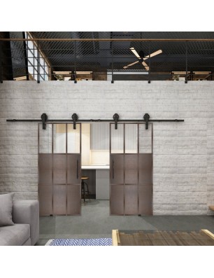 Glasschiebetür BARN-LINE Loft Rosteisen Genietet 23 Auf Klarglas