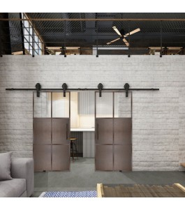 Glasschiebetür BARN-LINE Loft Rosteisen Genietet 19 Auf Klarglas