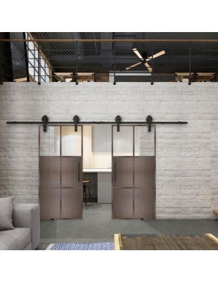 Glasschiebetür BARN-LINE Loft Rosteisen Genietet 19 Auf Klarglas