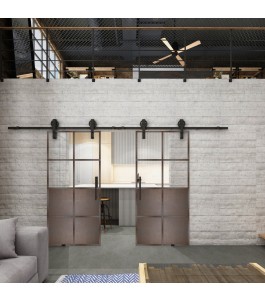 Glasschiebetür BARN-LINE Loft Rosteisen Genietet 18 Auf Klarglas