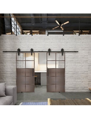 Glasschiebetür BARN-LINE Loft Rosteisen Genietet 17 Auf Klarglas
