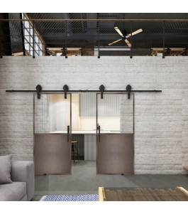 Glasschiebetür BARN-LINE Loft Rosteisen Genietet 16 Auf Klarglas
