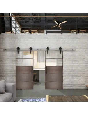 Glasschiebetür BARN-LINE Loft Rosteisen Genietet 13 Auf Klarglas