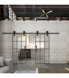 Glasschiebetür BARN-LINE Loft Rosteisen Genietet 10 Auf Klarglas