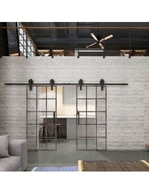 Glasschiebetür BARN-LINE Loft Rosteisen Genietet 09 Auf Klarglas