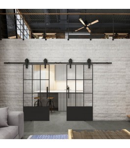 Glasschiebetür BARN-LINE Loft Schwarzlack 38 Auf Klarglas