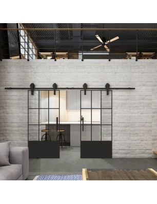 Glasschiebetür BARN-LINE Loft Schwarzlack 38 Auf Klarglas