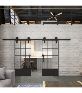 Glasschiebetür BARN-LINE Loft Schwarzlack 37 Auf Klarglas