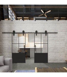 Glasschiebetür BARN-LINE Loft Schwarzlack 36 Auf Klarglas