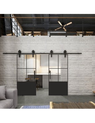 Glasschiebetür BARN-LINE Loft Schwarzlack 36 Auf Klarglas