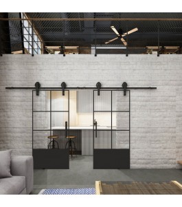 Glasschiebetür BARN-LINE Loft Schwarzlack 35 Auf Klarglas