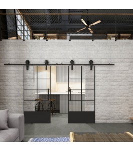 Glasschiebetür BARN-LINE Loft Schwarzlack 34 Auf Klarglas
